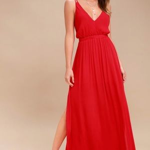 Lulus long red dress